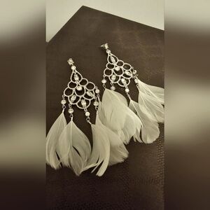 Elegant Silver Feather Earrings